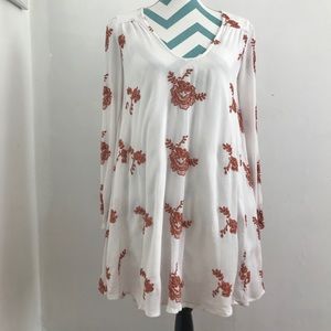 Free People Ivory Emma Embroidered Dress, XS